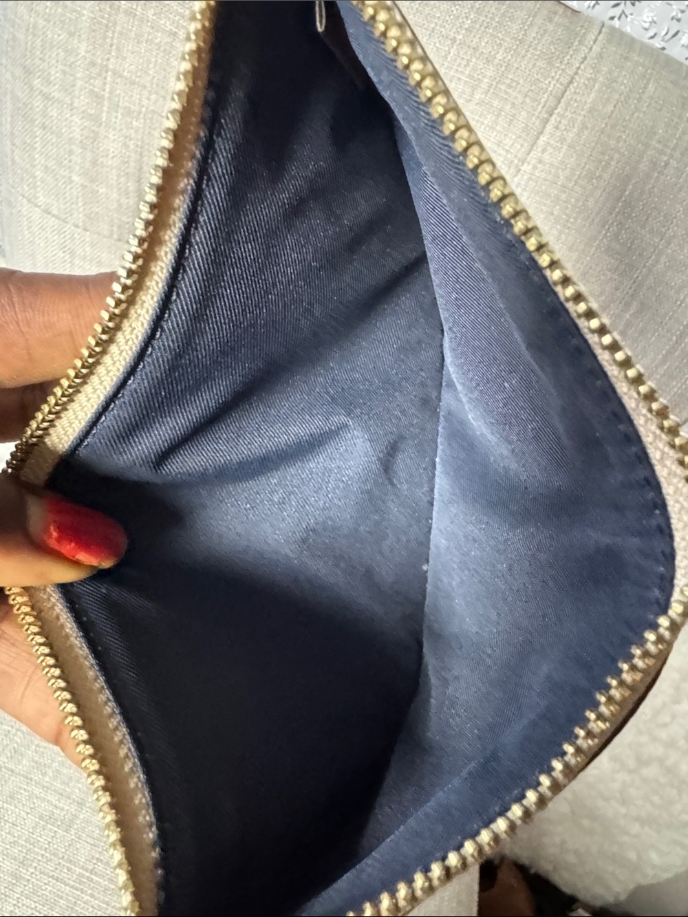 Coach Beige Signature Wristlet with Light Blue Pocket - Picture 4 of 7